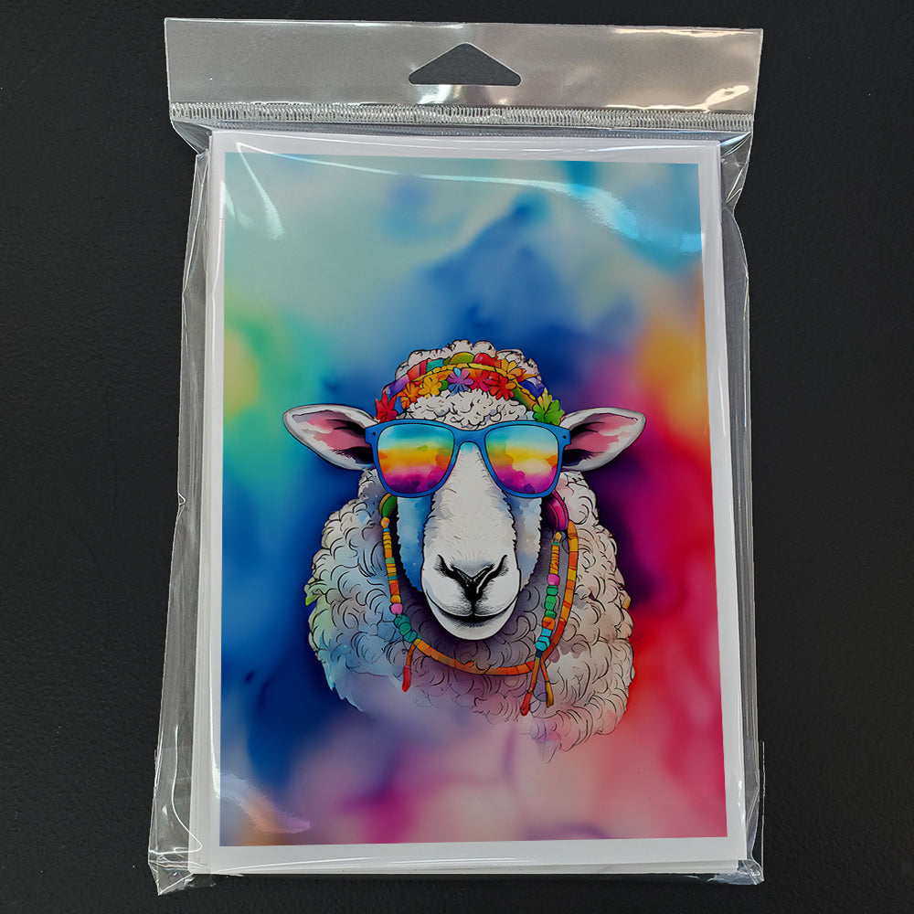 Hippie Animal Sheep Greeting Cards Pack of 8 Blank Cards with Envelopes Whimsical A7 Size 5x7