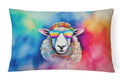 Hippie Animal Sheep Decorative Throw Pillow 12x16 Indoor Outdoor Accent Cushion, Fabric Cover with Insert for Sofa, Bed, Porch & Living Room