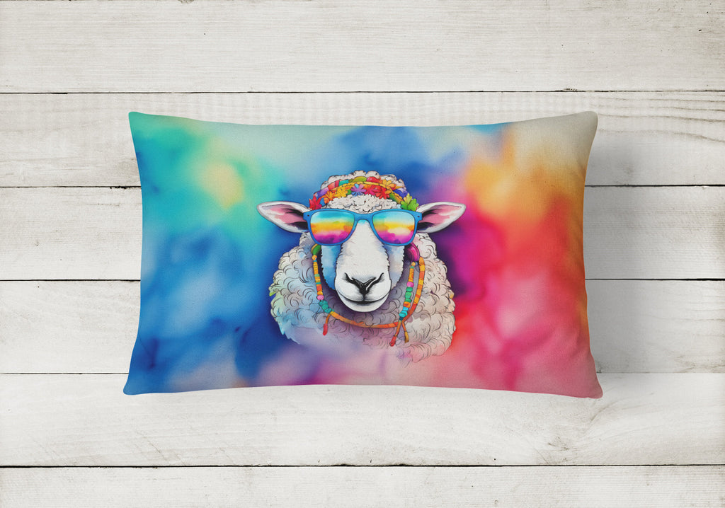 Hippie Animal Sheep Decorative Throw Pillow 12x16 Indoor Outdoor Accent Cushion, Fabric Cover with Insert for Sofa, Bed, Porch & Living Room