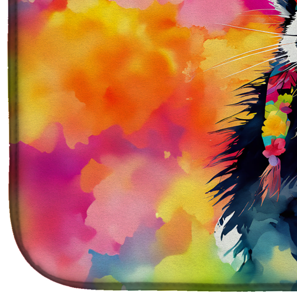 Hippie Animal Skunk Dish Drying Mat Absorbent Dish Drying Mat Pad for Kitchen Counter Dish Drainer Mat for Countertop, 14 x 21", Multicolor