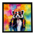 Hippie Animal Skunk Framed Metal Print Bathroom, Kitchen, Office, Home Decor Wall Art Ready to Hang, Square, 8X8
