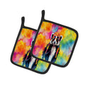 Hippie Animal Skunk Pot Holder Set of 2 Heat Resistant Quilted Hot Pads 7.5 x 7.5 Inch, Insulated Kitchen Trivets for Cooking & Baking