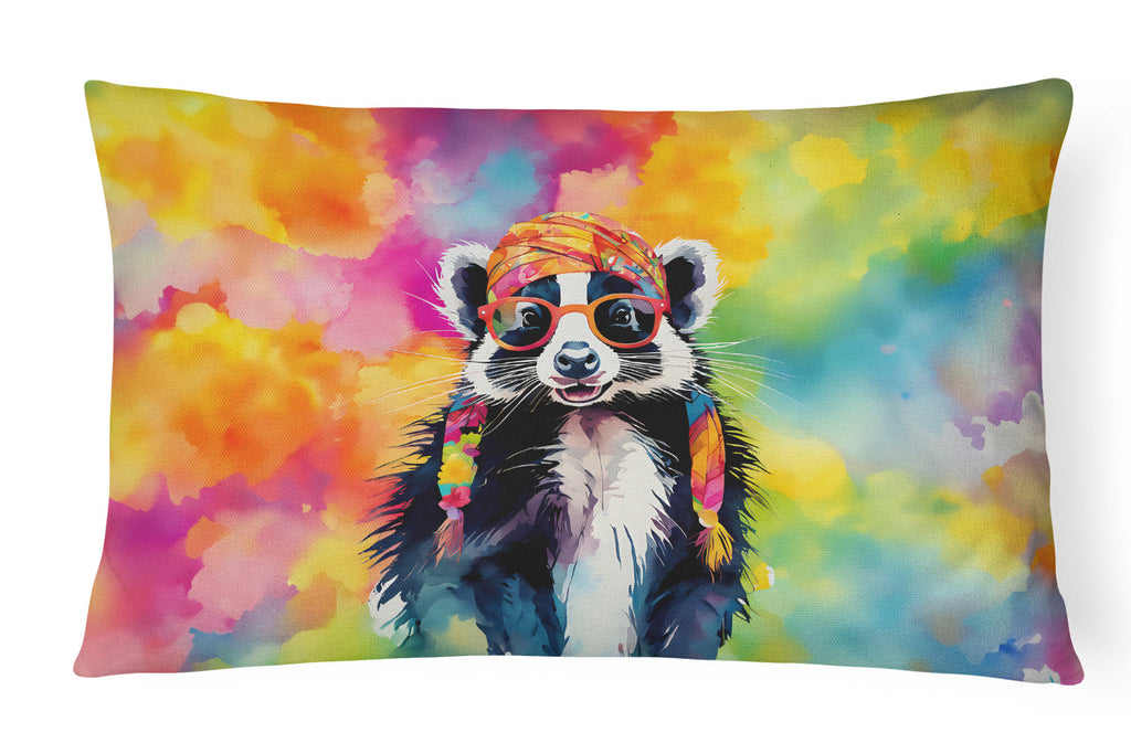 Hippie Animal Skunk Decorative Throw Pillow 12x16 Indoor Outdoor Accent Cushion, Fabric Cover with Insert for Sofa, Bed, Porch & Living Room