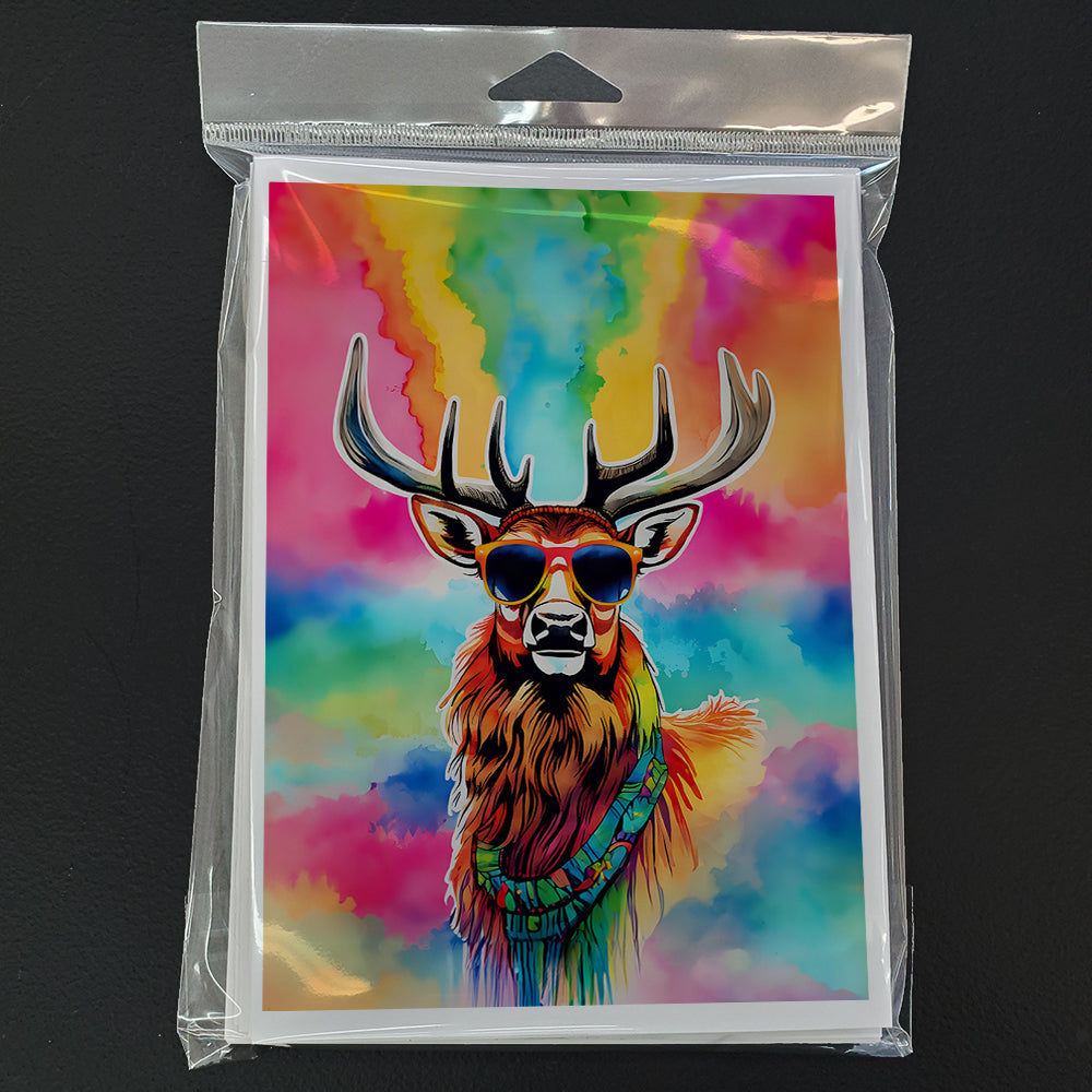Hippie Animal Stag Deer Greeting Cards Pack of 8 Blank Cards with Envelopes Whimsical A7 Size 5x7