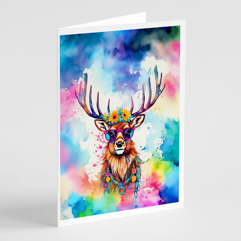 Hippie Animal Stag Deer Greeting Cards Pack of 8 Blank Cards with Envelopes Whimsical A7 Size 5x7