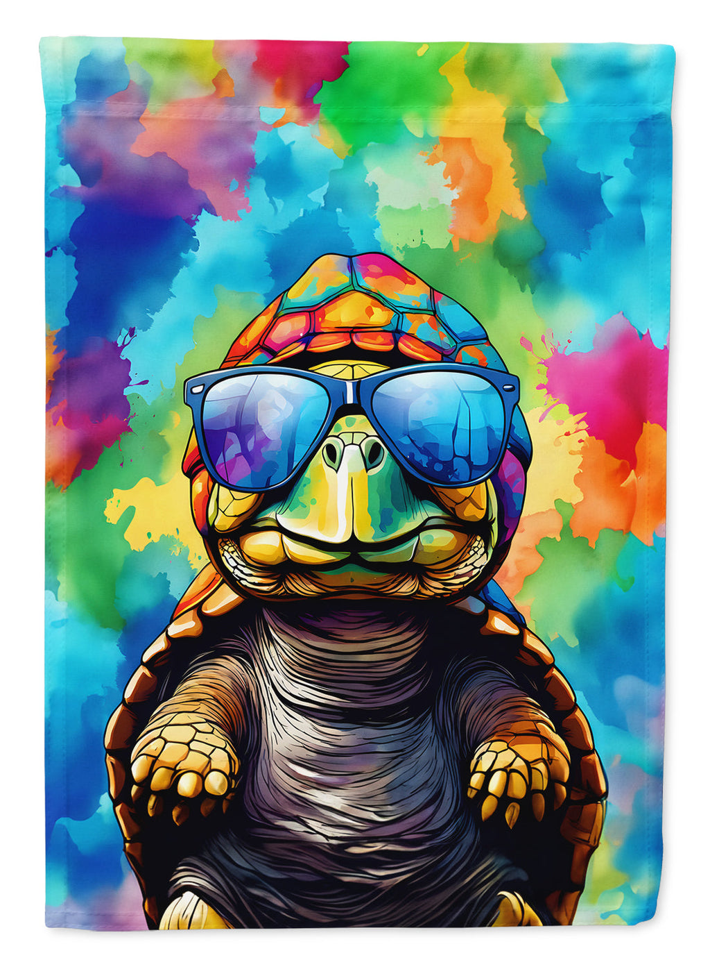 Hippie Animal Tortoise Turtle House Flag 28x40 Porch Sleeve Pole Decorative Outside Yard Banner Artwork Wall Hanging, Polyester