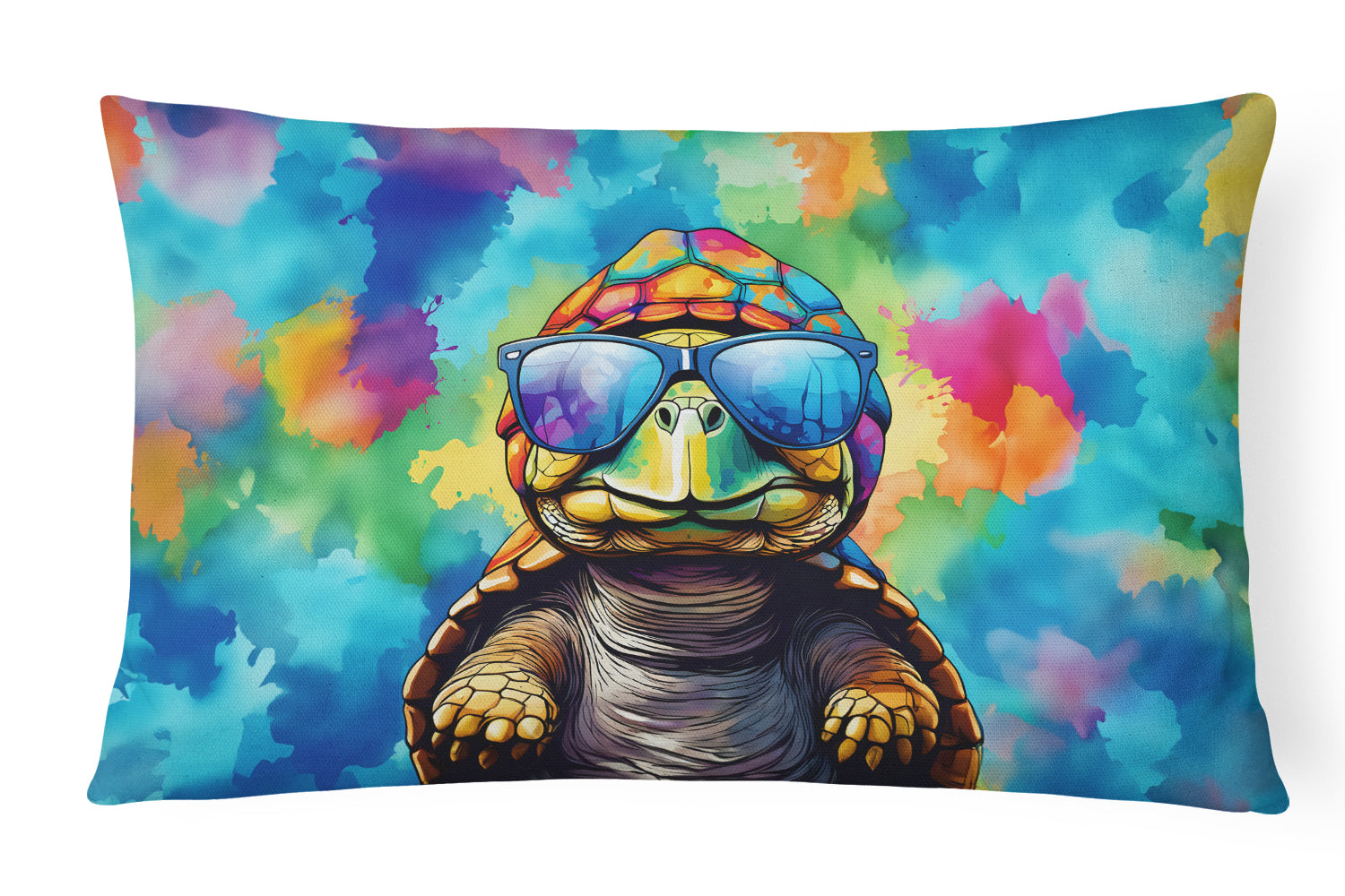 Hippie Animal Tortoise Turtle Decorative Throw Pillow 12x16 Indoor Outdoor Accent Cushion, Fabric Cover with Insert for Sofa, Bed, Porch & Living Room