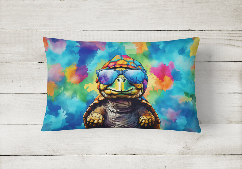 Hippie Animal Tortoise Turtle Decorative Throw Pillow 12x16 Indoor Outdoor Accent Cushion, Fabric Cover with Insert for Sofa, Bed, Porch & Living Room