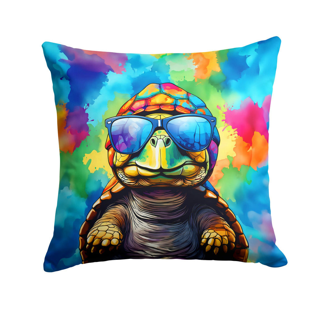 Hippie Animal Tortoise Turtle Decorative Throw Pillow 14x14 Indoor Outdoor Accent Cushion, Fabric Cover with Insert for Sofa, Bed, Porch & Living Room