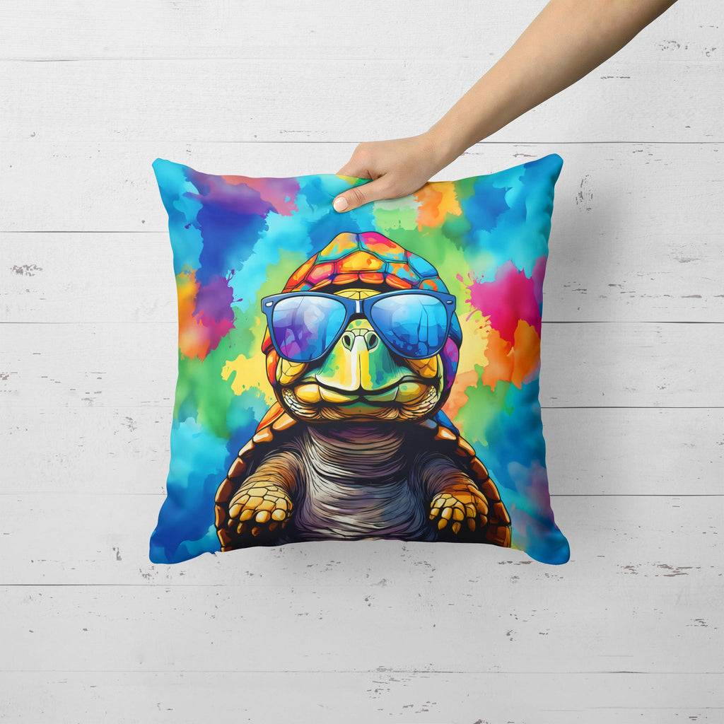 Hippie Animal Tortoise Turtle Decorative Throw Pillow 18x18 Indoor Outdoor Accent Cushion, Fabric Cover with Insert for Sofa, Bed, Porch & Living Room