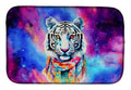 Hippie Animal White Tiger Dish Drying Mat Absorbent Dish Drying Mat Pad for Kitchen Counter Dish Drainer Mat for Countertop, 14 x 21", Multicolor