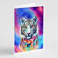 Hippie Animal White Tiger Greeting Cards Pack of 8 Blank Cards with Envelopes Whimsical A7 Size 5x7