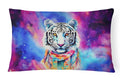 Hippie Animal White Tiger Decorative Throw Pillow 12x16 Indoor Outdoor Accent Cushion, Fabric Cover with Insert for Sofa, Bed, Porch & Living Room