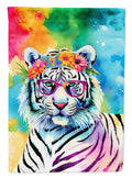 Hippie Animal White Tiger House Flag 28x40 Porch Sleeve Pole Decorative Outside Yard Banner Artwork Wall Hanging, Polyester