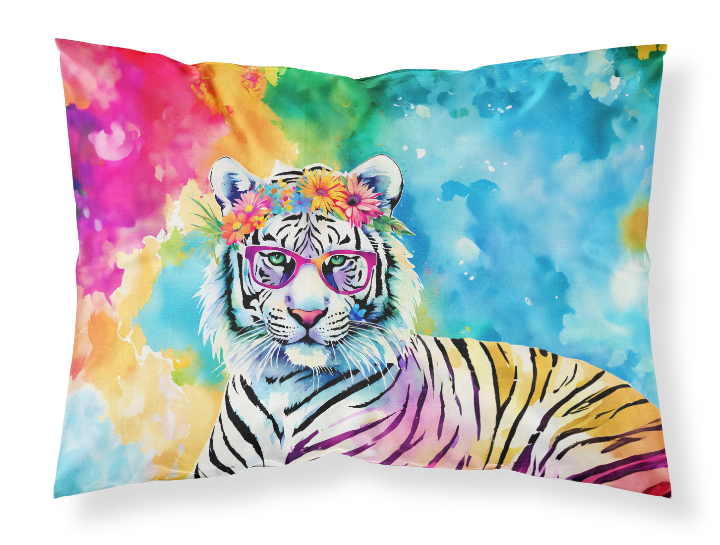 Hippie Animal White Tiger Standard Pillowcase Lightweight Super Soft Easy Care Decorative Artwork Pillowcase, Standard
