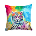 Hippie Animal White Tiger Decorative Throw Pillow 14x14 Indoor Outdoor Accent Cushion, Fabric Cover with Insert for Sofa, Bed, Porch & Living Room