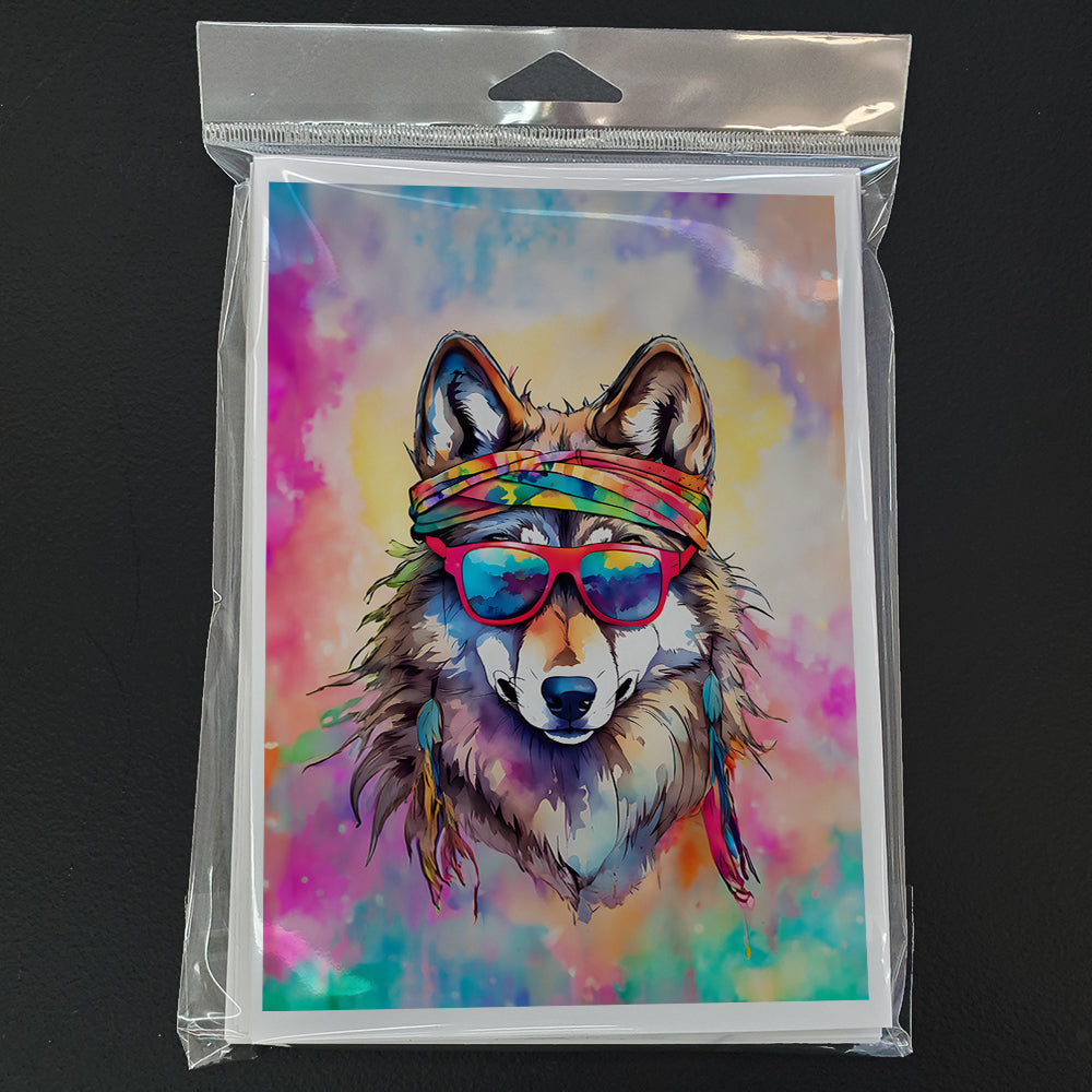 Hippie Animal Wolf Greeting Cards Pack of 8 Blank Cards with Envelopes Whimsical A7 Size 5x7