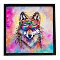 Hippie Animal Wolf Framed Metal Print Bathroom, Kitchen, Office, Home Decor Wall Art Ready to Hang, Square, 8X8
