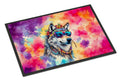 Hippie Animal Wolf Doormat Indoor Outdoor 24H X 36W Front Door Mat Rugs for Entryway, Non Slip Washable Low Pile,