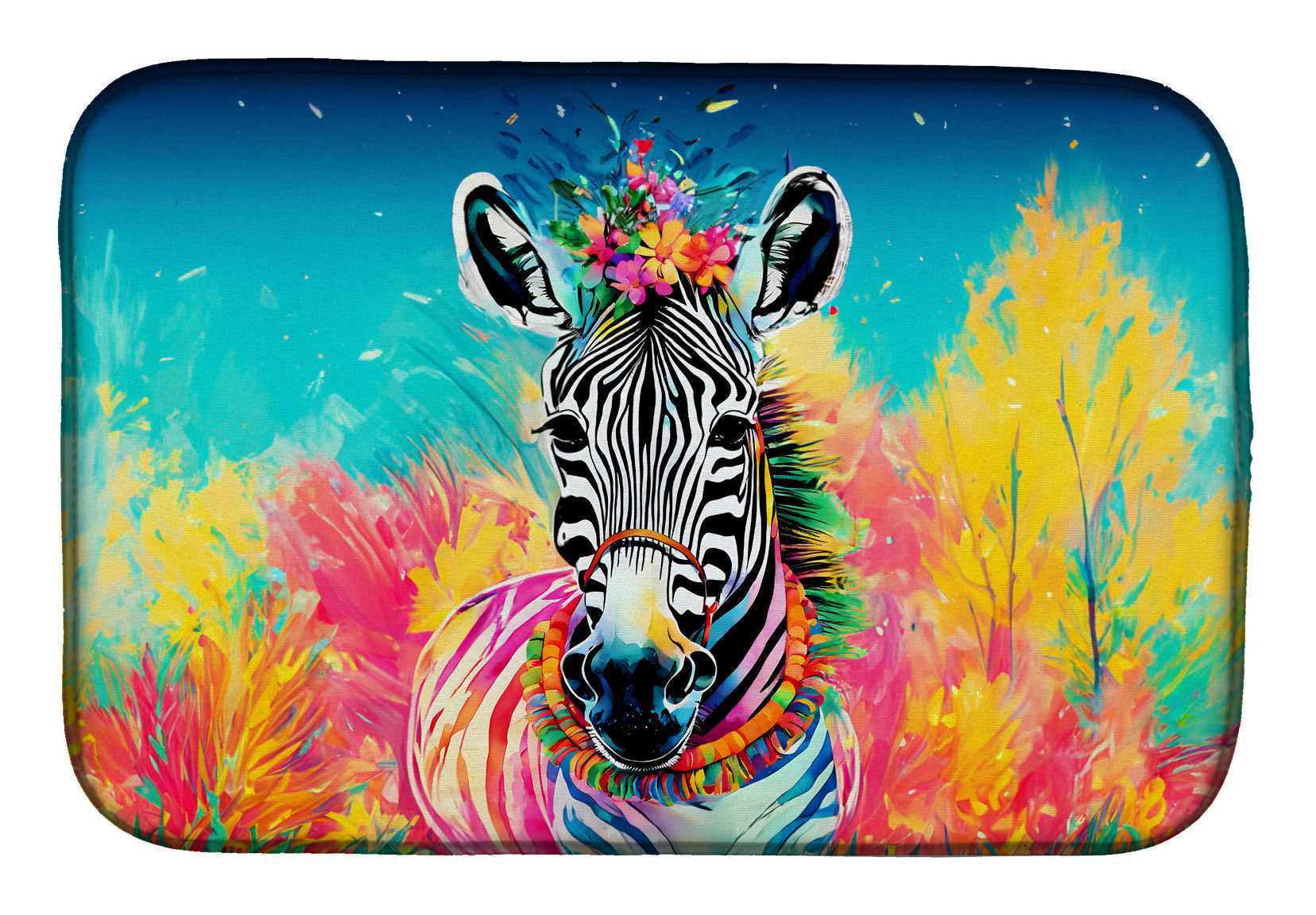 Hippie Animal Zebra Dish Drying Mat Absorbent Dish Drying Mat Pad for Kitchen Counter Dish Drainer Mat for Countertop, 14 x 21", Multicolor