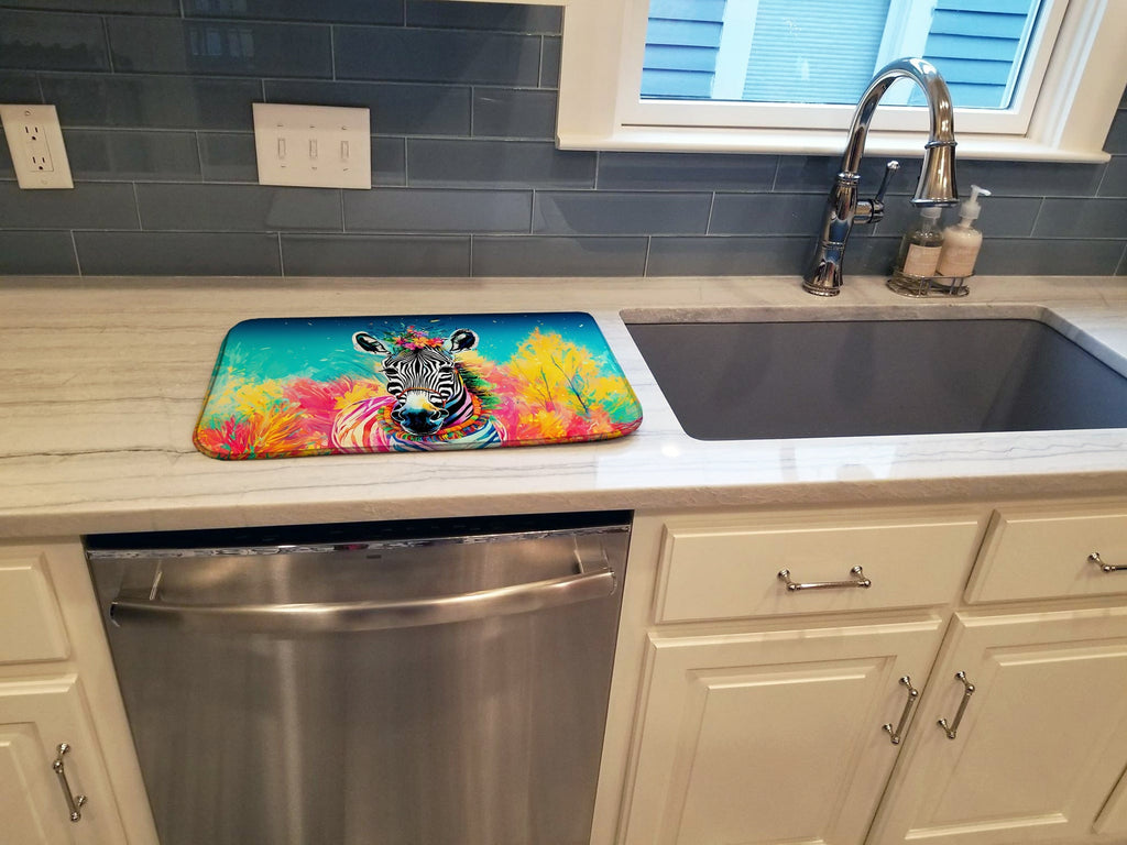 Hippie Animal Zebra Dish Drying Mat Absorbent Dish Drying Mat Pad for Kitchen Counter Dish Drainer Mat for Countertop, 14 x 21", Multicolor