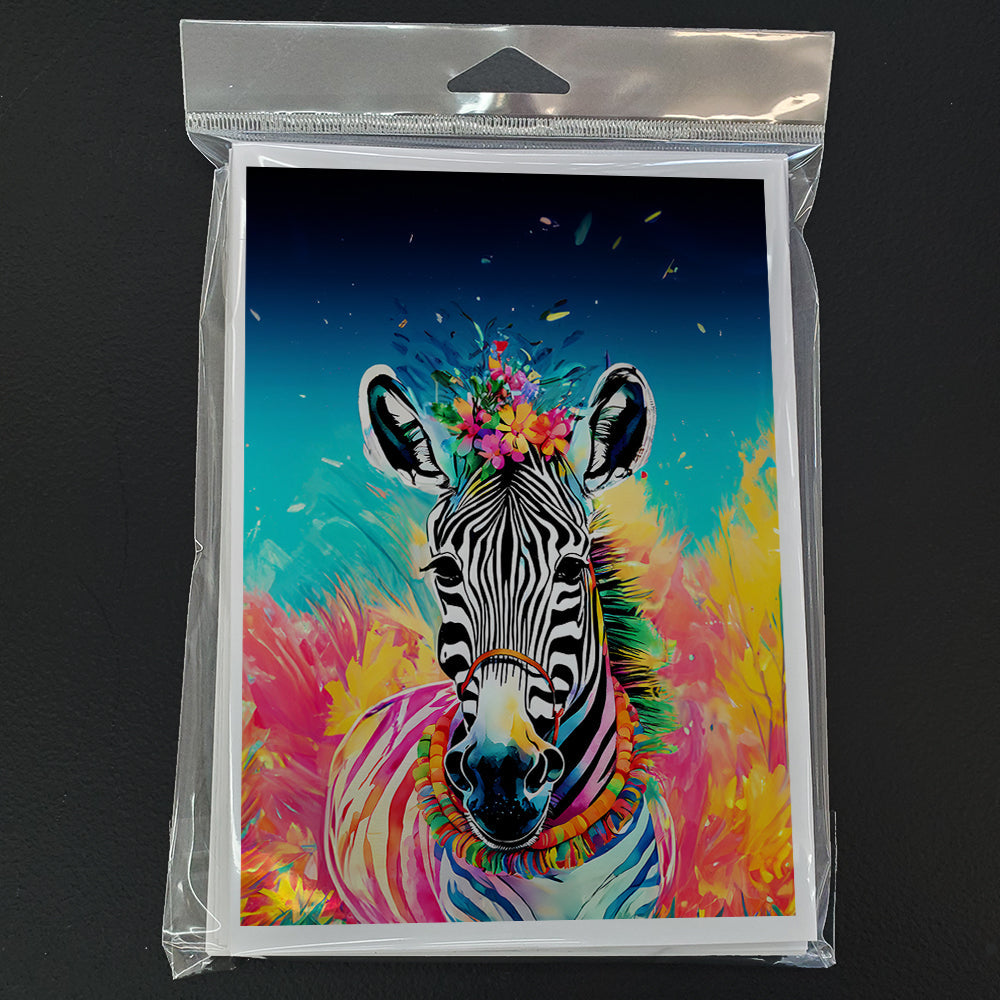 Hippie Animal Zebra Greeting Cards Pack of 8 Blank Cards with Envelopes Whimsical A7 Size 5x7