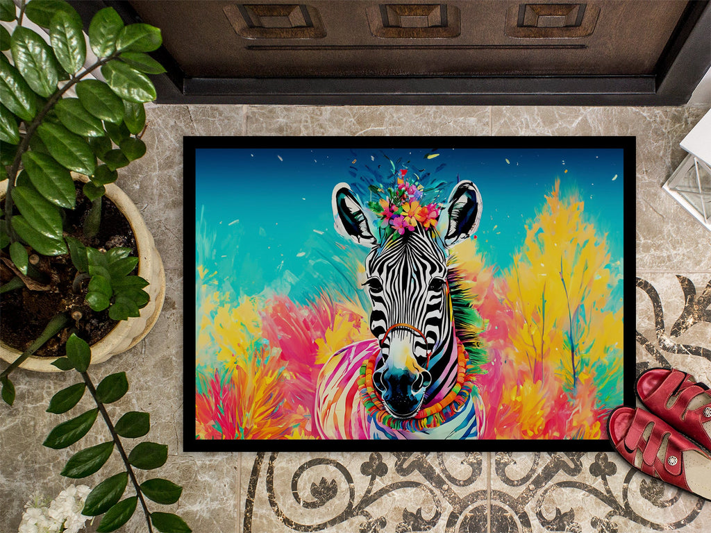 Hippie Animal Zebra Doormat Indoor Outdoor 24H X 36W Front Door Mat Rugs for Entryway, Non Slip Washable Low Pile,