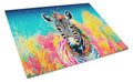 Hippie Animal Zebra Cutting Board Tempered Glass Kitchen Cutting Surface, Heat Resistant Chopping, Non-Slip Feet, Food Prep & Serving