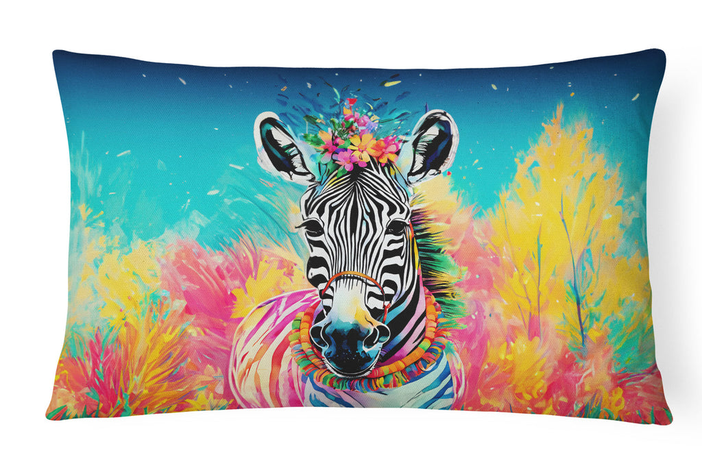 Hippie Animal Zebra Decorative Throw Pillow 12x16 Indoor Outdoor Accent Cushion, Fabric Cover with Insert for Sofa, Bed, Porch & Living Room
