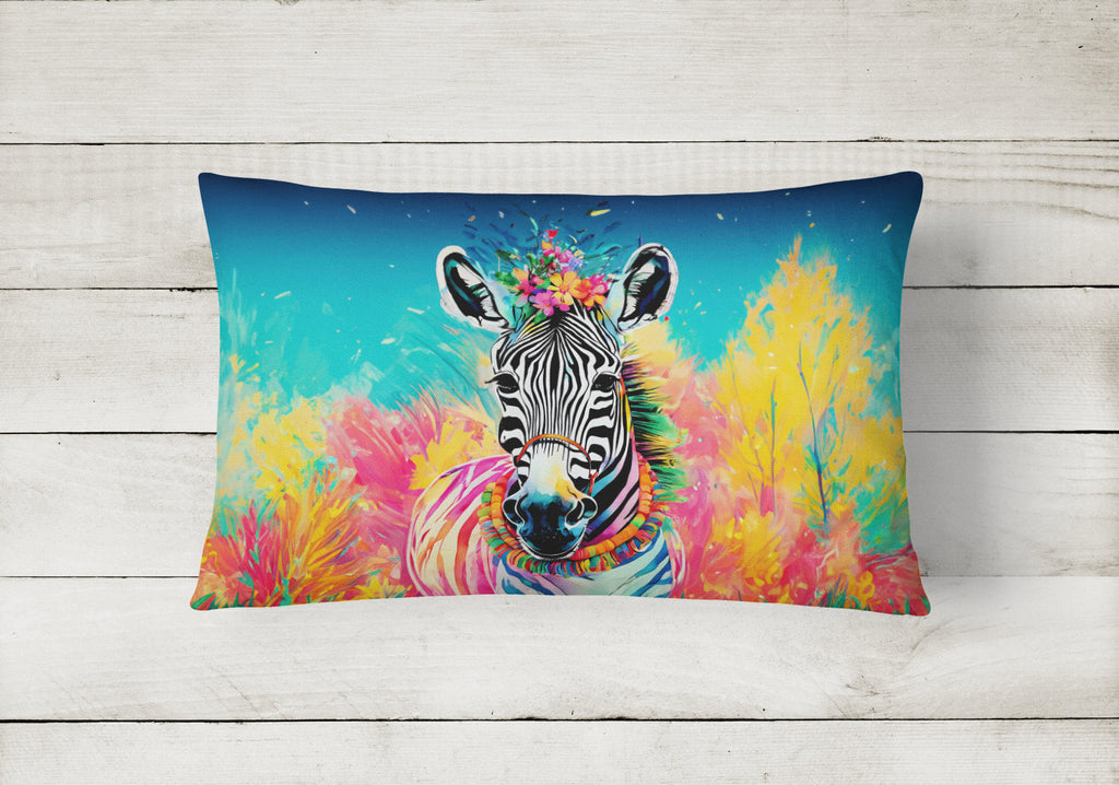 Hippie Animal Zebra Decorative Throw Pillow 12x16 Indoor Outdoor Accent Cushion, Fabric Cover with Insert for Sofa, Bed, Porch & Living Room