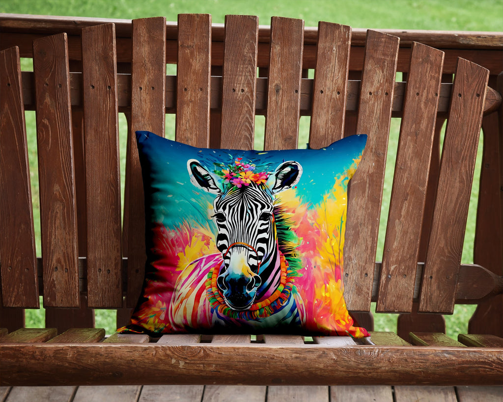 Hippie Animal Zebra Decorative Throw Pillow 14x14 Indoor Outdoor Accent Cushion, Fabric Cover with Insert for Sofa, Bed, Porch & Living Room