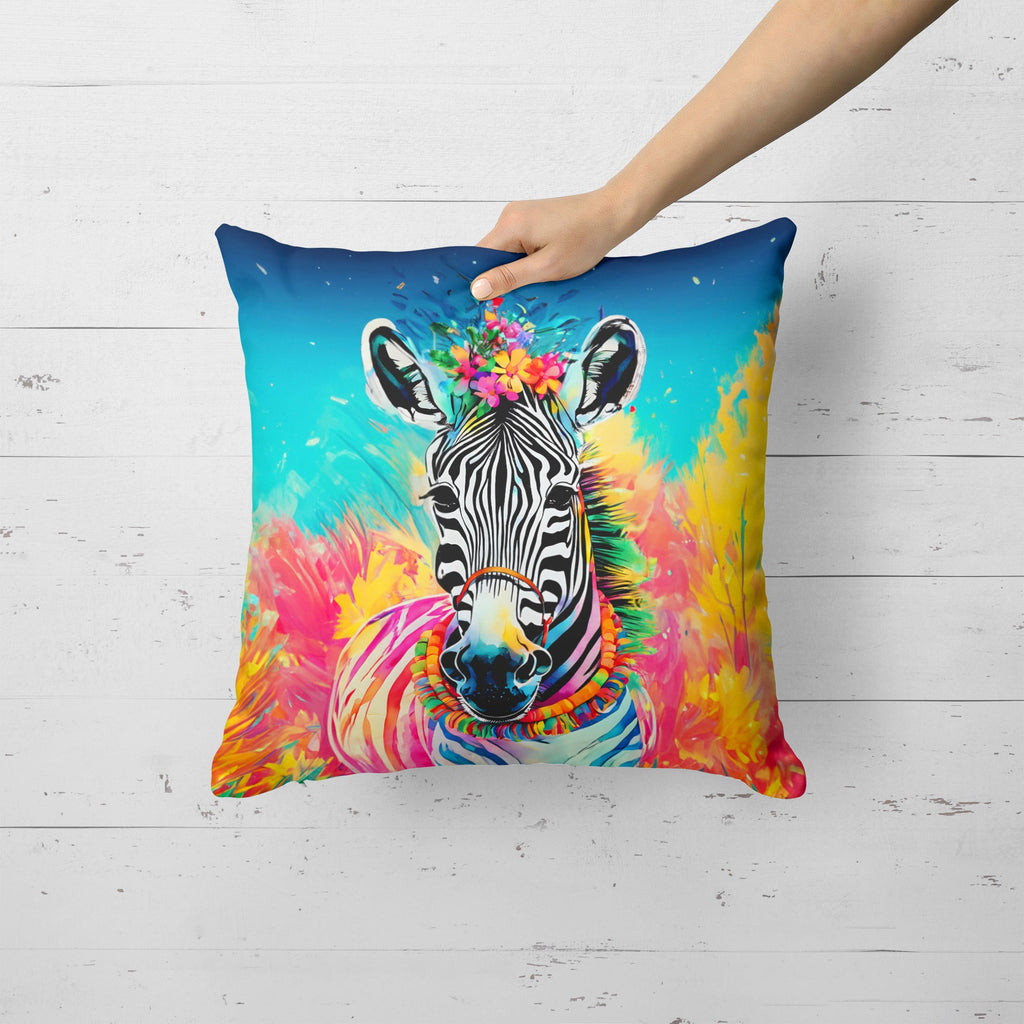 Hippie Animal Zebra Decorative Throw Pillow 18x18 Indoor Outdoor Accent Cushion, Fabric Cover with Insert for Sofa, Bed, Porch & Living Room