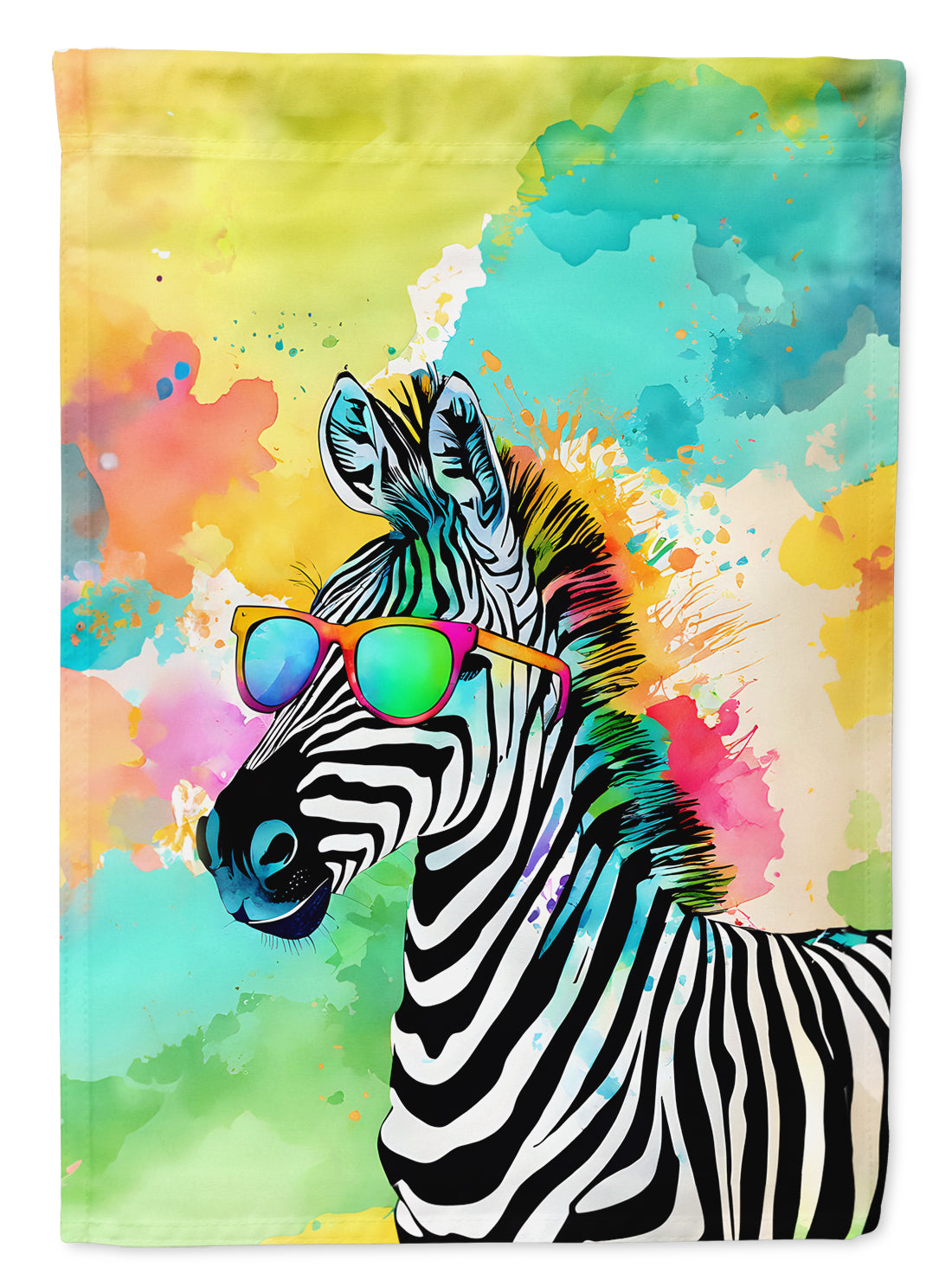 Hippie Animal Zebra House Flag 28x40 Porch Sleeve Pole Decorative Outside Yard Banner Artwork Wall Hanging, Polyester