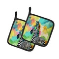 Hippie Animal Zebra Pot Holder Set of 2 Heat Resistant Quilted Hot Pads 7.5 x 7.5 Inch, Insulated Kitchen Trivets for Cooking & Baking