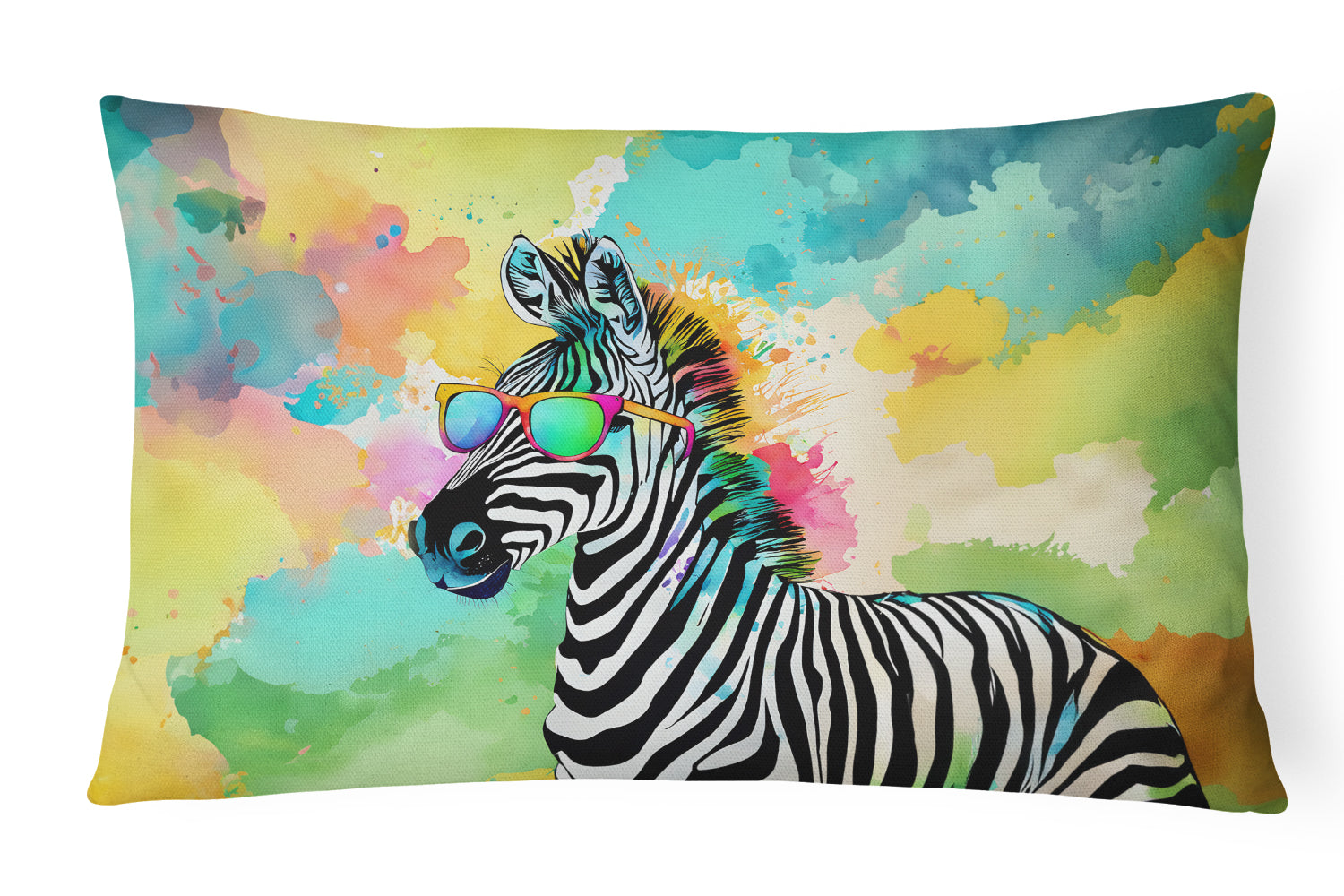 Hippie Animal Zebra Decorative Throw Pillow 12x16 Indoor Outdoor Accent Cushion, Fabric Cover with Insert for Sofa, Bed, Porch & Living Room
