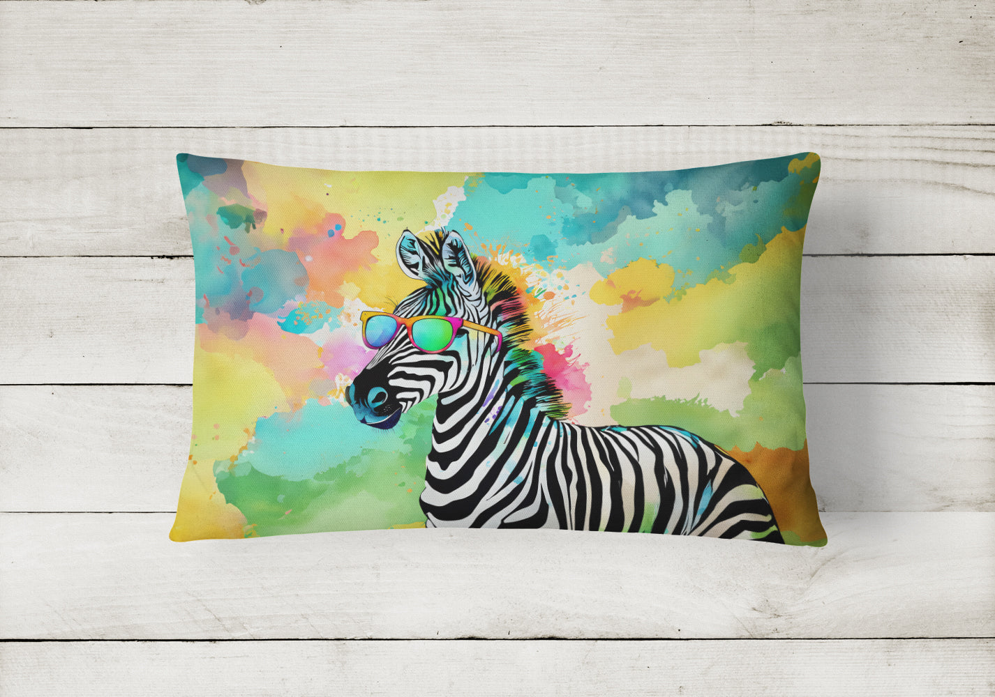 Hippie Animal Zebra Decorative Throw Pillow 12x16 Indoor Outdoor Accent Cushion, Fabric Cover with Insert for Sofa, Bed, Porch & Living Room