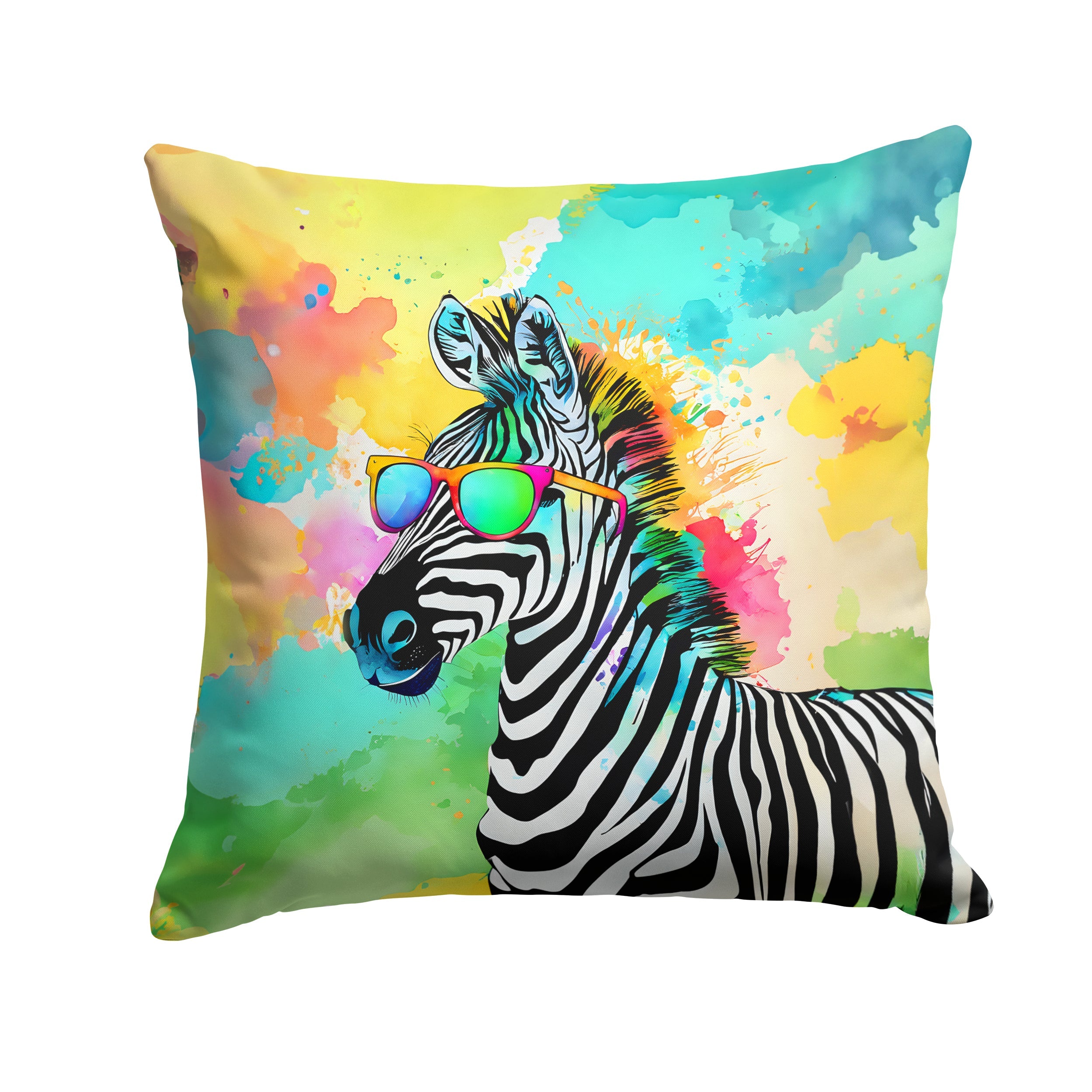 Hippie Animal Zebra Decorative Throw Pillow 14x14 Indoor Outdoor Accent Cushion, Fabric Cover with Insert for Sofa, Bed, Porch & Living Room