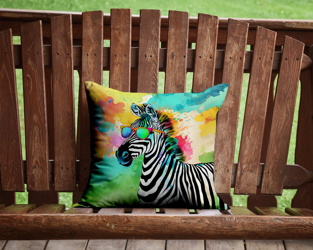 Hippie Animal Zebra Decorative Throw Pillow 14x14 Indoor Outdoor Accent Cushion, Fabric Cover with Insert for Sofa, Bed, Porch & Living Room