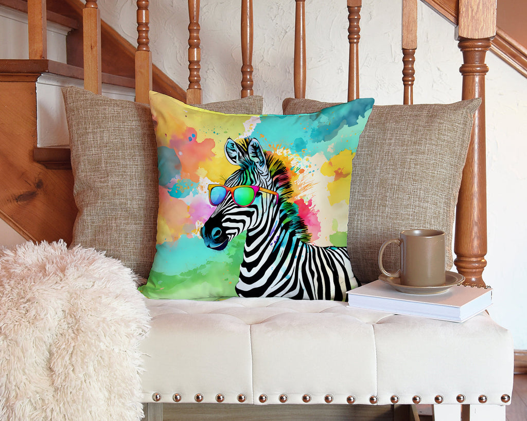 Hippie Animal Zebra Decorative Throw Pillow 14x14 Indoor Outdoor Accent Cushion, Fabric Cover with Insert for Sofa, Bed, Porch & Living Room