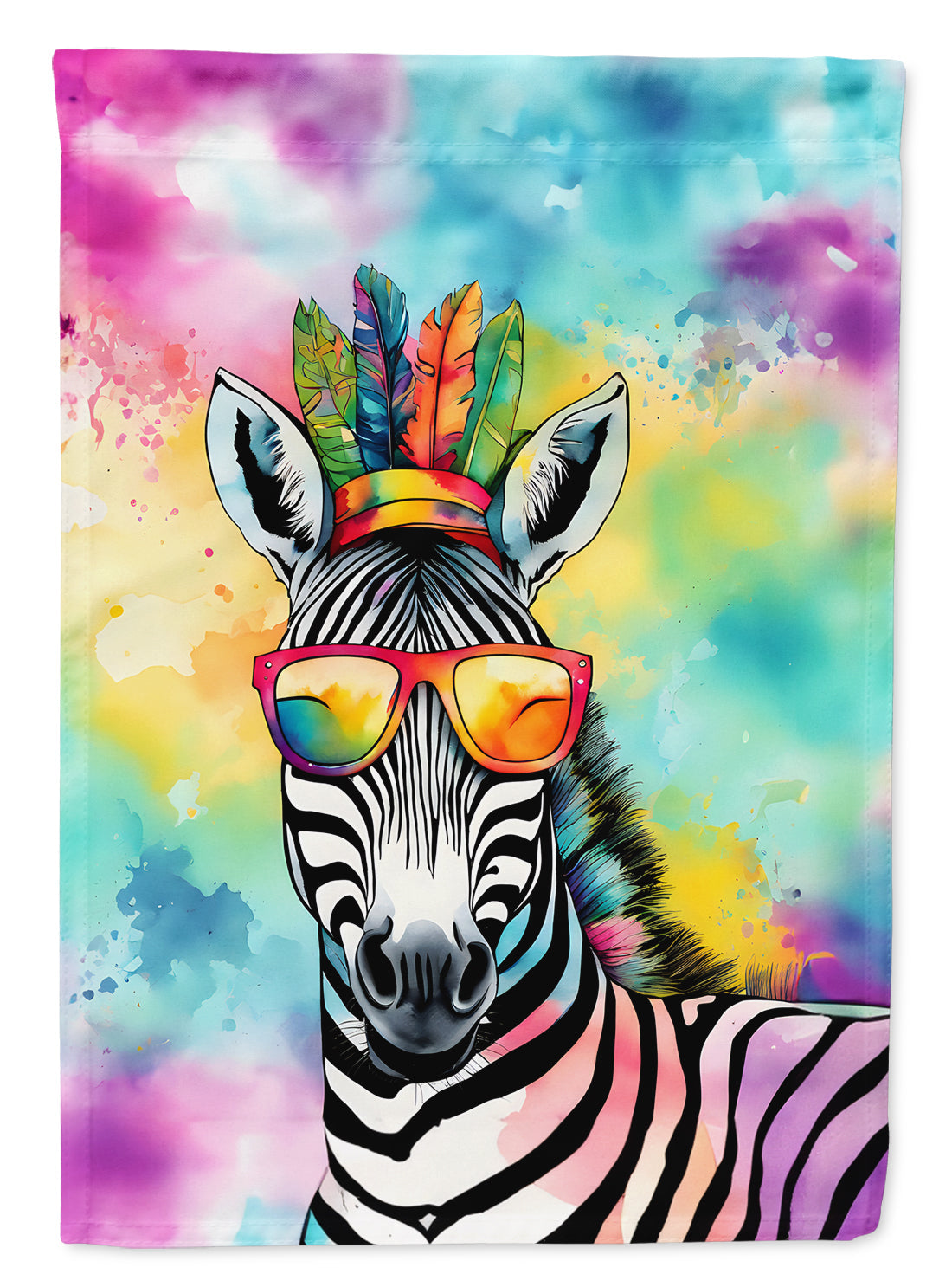 Hippie Animal Zebra House Flag 28x40 Porch Sleeve Pole Decorative Outside Yard Banner Artwork Wall Hanging, Polyester