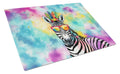 Hippie Animal Zebra Cutting Board Tempered Glass Kitchen Cutting Surface, Heat Resistant Chopping, Non-Slip Feet, Food Prep & Serving