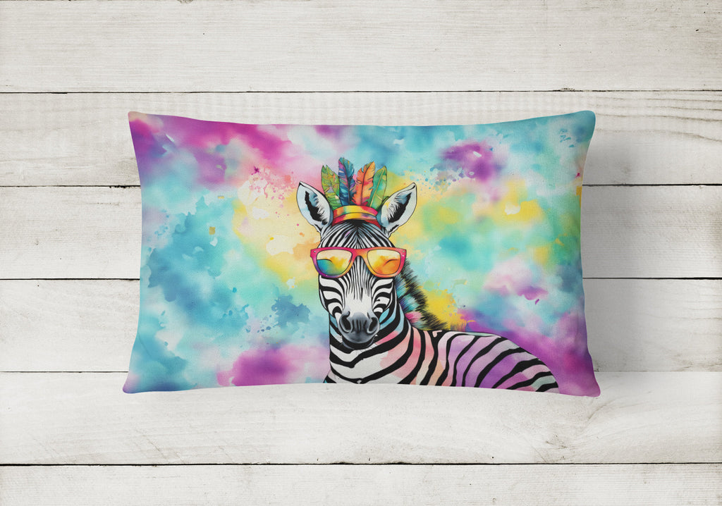 Hippie Animal Zebra Decorative Throw Pillow 12x16 Indoor Outdoor Accent Cushion, Fabric Cover with Insert for Sofa, Bed, Porch & Living Room