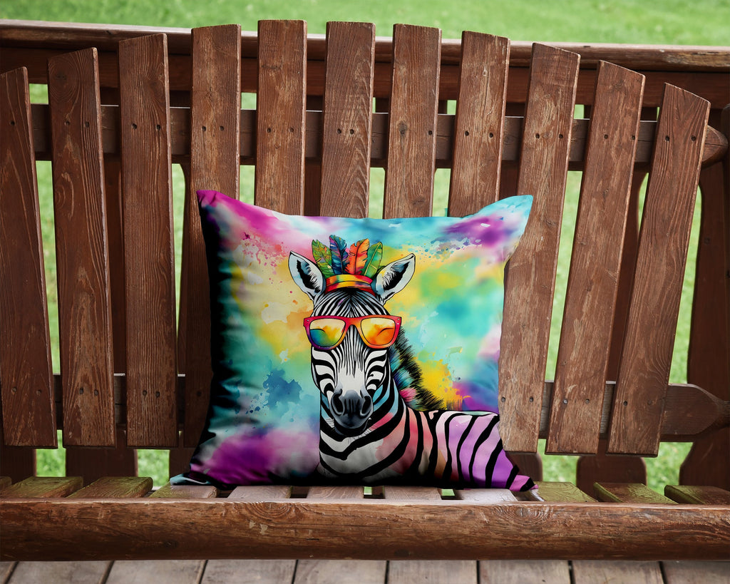 Hippie Animal Zebra Decorative Throw Pillow 14x14 Indoor Outdoor Accent Cushion, Fabric Cover with Insert for Sofa, Bed, Porch & Living Room