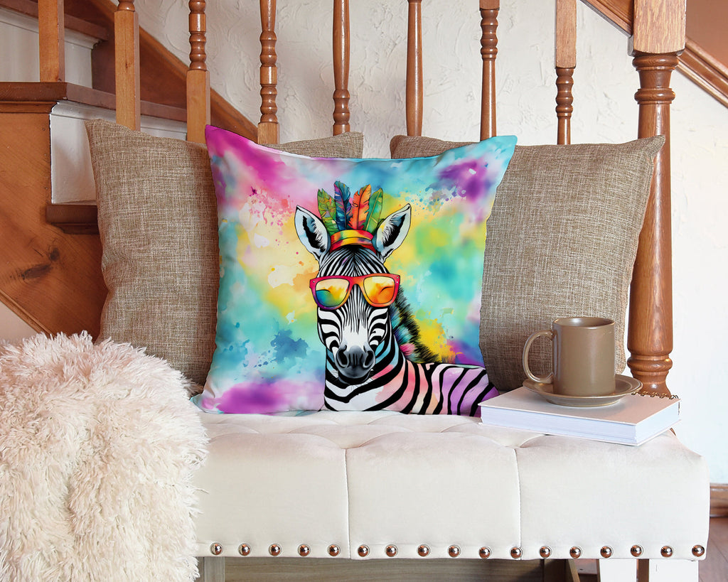 Hippie Animal Zebra Decorative Throw Pillow 14x14 Indoor Outdoor Accent Cushion, Fabric Cover with Insert for Sofa, Bed, Porch & Living Room