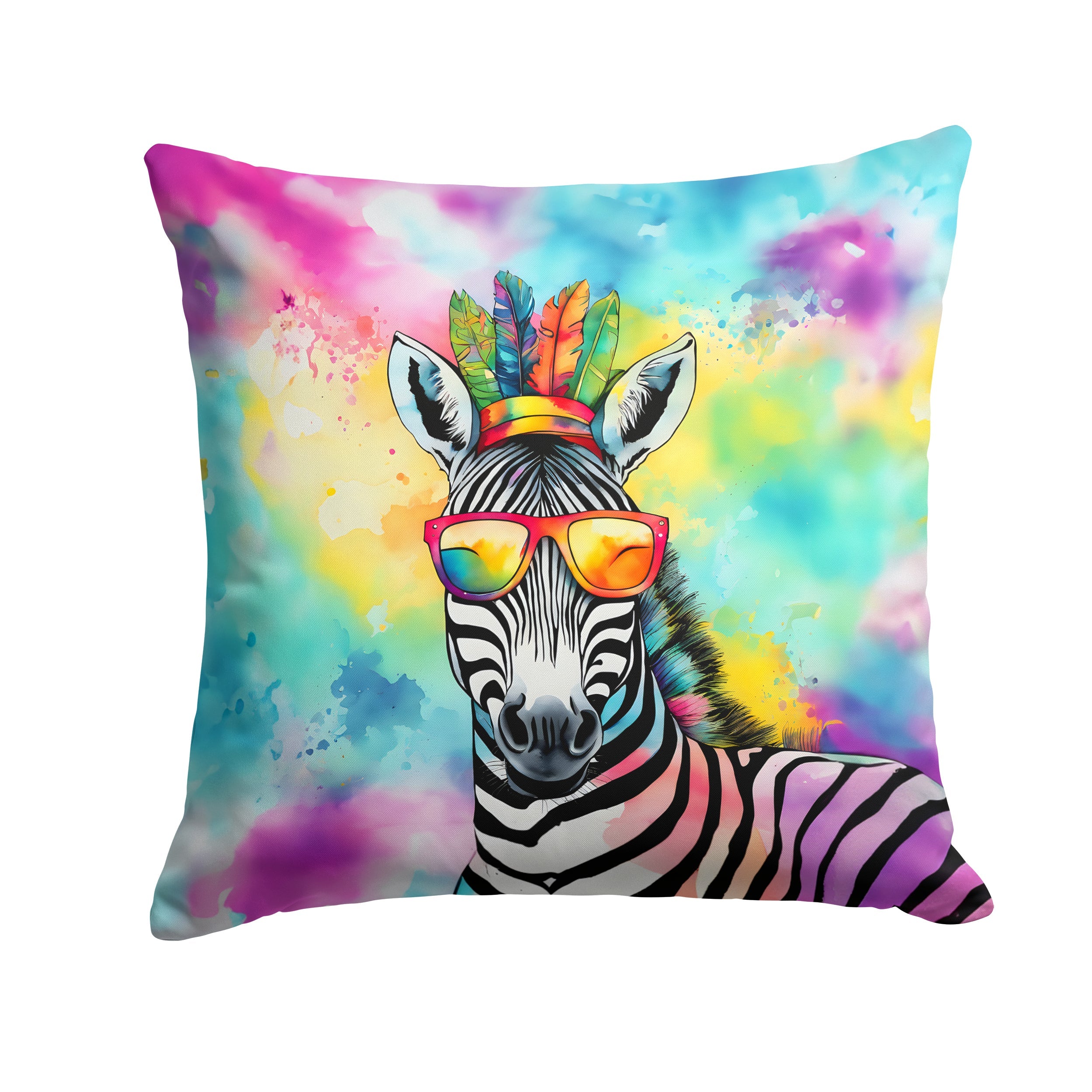 Hippie Animal Zebra Decorative Throw Pillow 18x18 Indoor Outdoor Accent Cushion, Fabric Cover with Insert for Sofa, Bed, Porch & Living Room