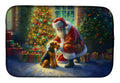 Airedale Terrier and Santa Claus Dish Drying Mat Absorbent Dish Drying Mat Pad for Kitchen Counter Dish Drainer Mat for Countertop, 14 x 21", Multicolor