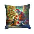 Airedale Terrier and Santa Claus Decorative Throw Pillow 18x18 Indoor Outdoor Accent Cushion, Fabric Cover with Insert for Sofa, Bed, Porch & Living Room