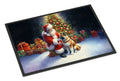 Akita and Santa Claus Doormat Indoor Outdoor 24H X 36W Front Door Mat Rugs for Entryway, Non Slip Washable Low Pile,