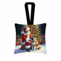 Akita and Santa Claus Hanging Square Fabric Ornament 3.5 × 3.5 Decorative Door-Knob & Tree Hanger, Soft Fabric
