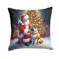 Akita and Santa Claus Decorative Throw Pillow 14x14 Indoor Outdoor Accent Cushion, Fabric Cover with Insert for Sofa, Bed, Porch & Living Room